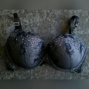 Victoria's Secret Black Lace Bra with Rhinestones, 34DD